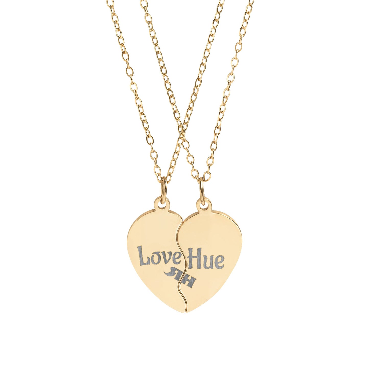 Engraved  "Love Hue" Matching Pendant Pair