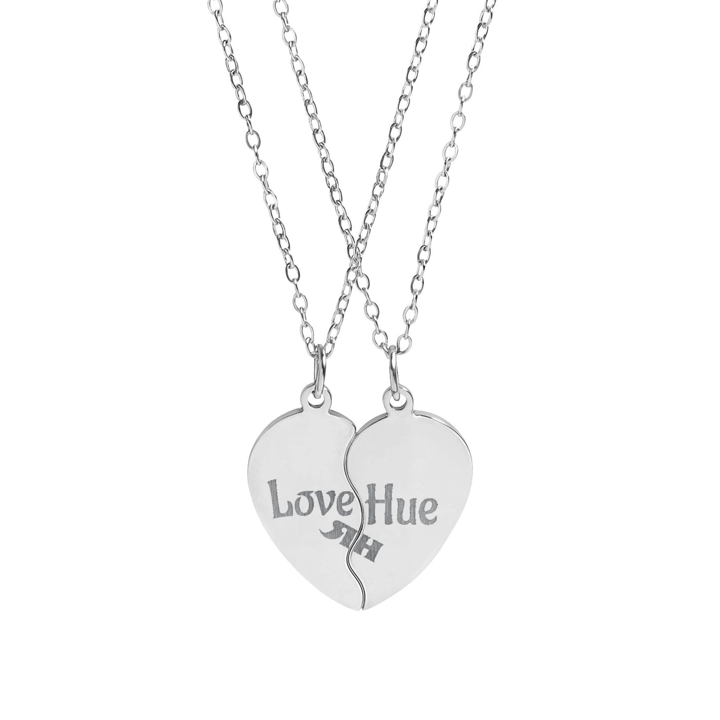 Engraved  "Love Hue" Matching Pendant Pair