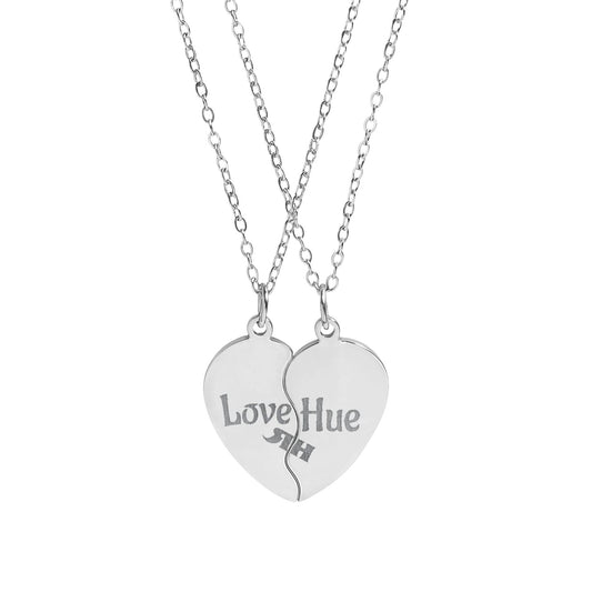 Engraved  "Love Hue" Matching Pendant Pair