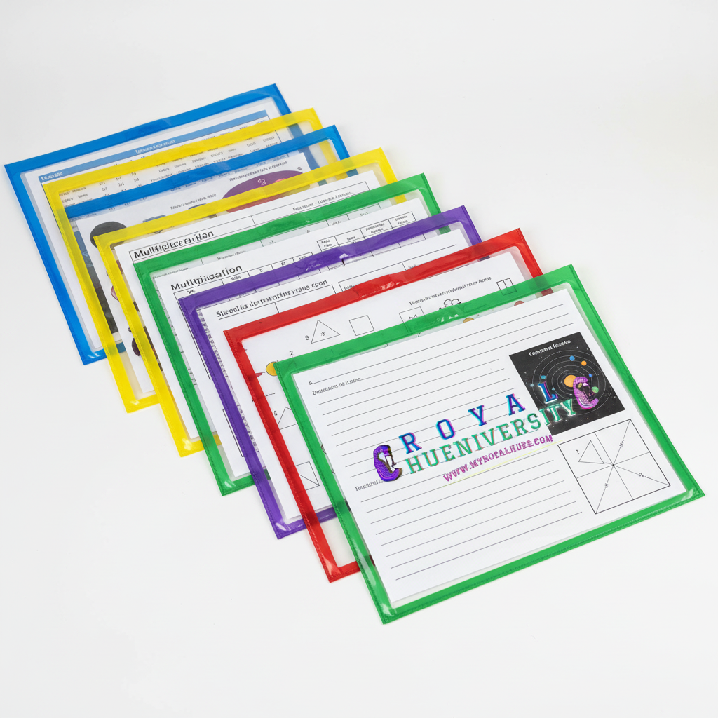Royal Hues Penmanship Print Dry Erase Sleeve & 2 Markers