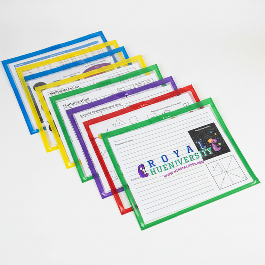 Royal Hues Penmanship Print Dry Erase Sleeve & 2 Markers
